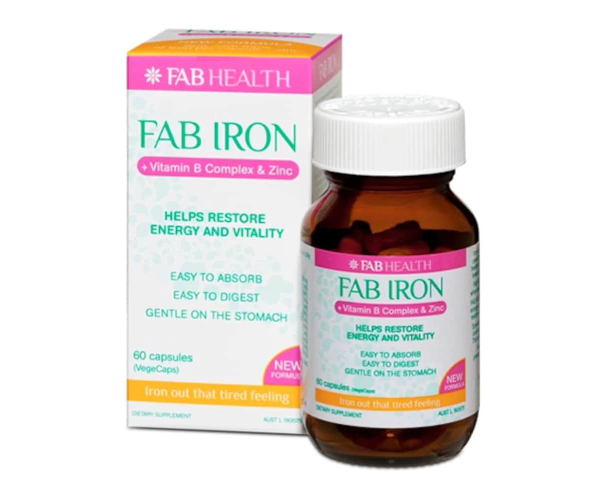 Fab Iron + Vitamin B + Zinc 60 Capsules 1 Fab Iron + Vitamin B + Zinc 60 Capsules