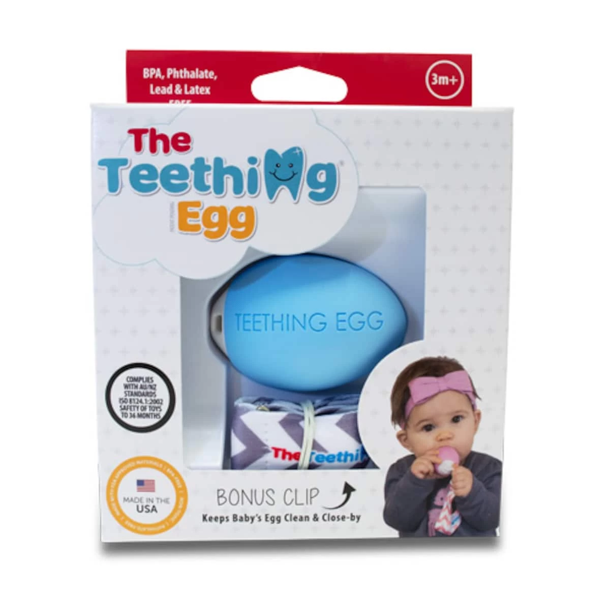 The Teething Egg Blue With Bonus Clip 1 The Teething Egg Blue With Bonus Clip
