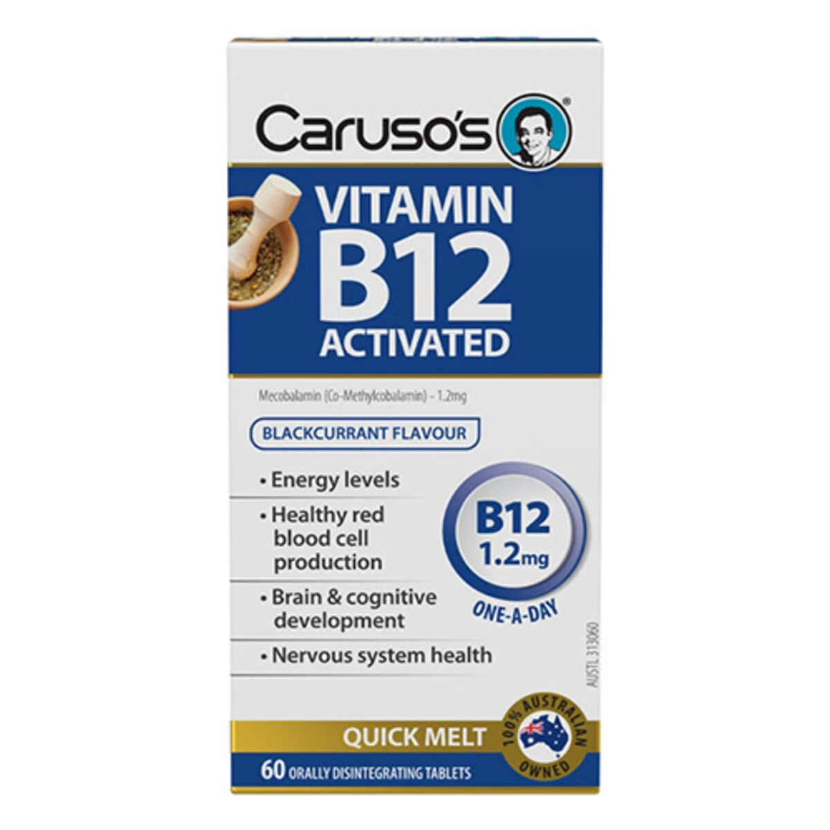 Carusos Vitamin B12 Activated Quick Melt 60 Tablets 2 Carusos Vitamin B12 Activated Quick Melt 60 Tablets - Image 2