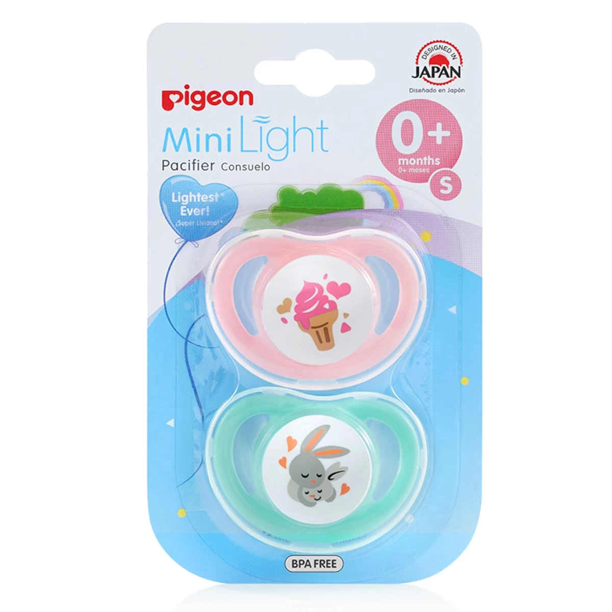 Pigeon Mini Light Pacifier Small (0+ Months) Twin Pack (Colours Selected At Random) 2 Pigeon Mini Light Pacifier Small (0+ Months) Twin Pack (Colours Selected At Random) - Image 2