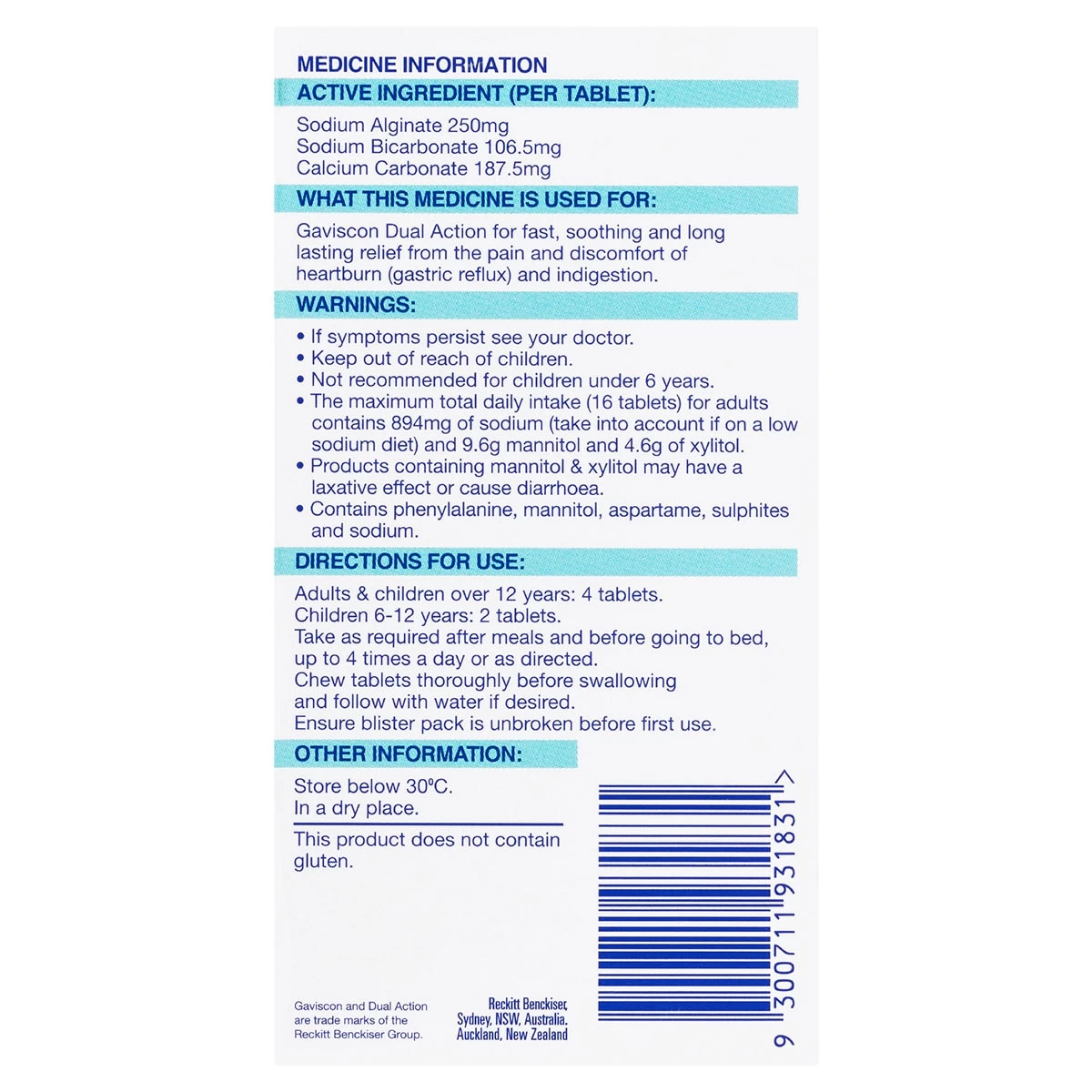 Gaviscon Dual Action Heartburn & Indigestion Peppermint 32 Chewable Tablets 2 Gaviscon Dual Action Heartburn & Indigestion Peppermint 32 Chewable Tablets - Image 2