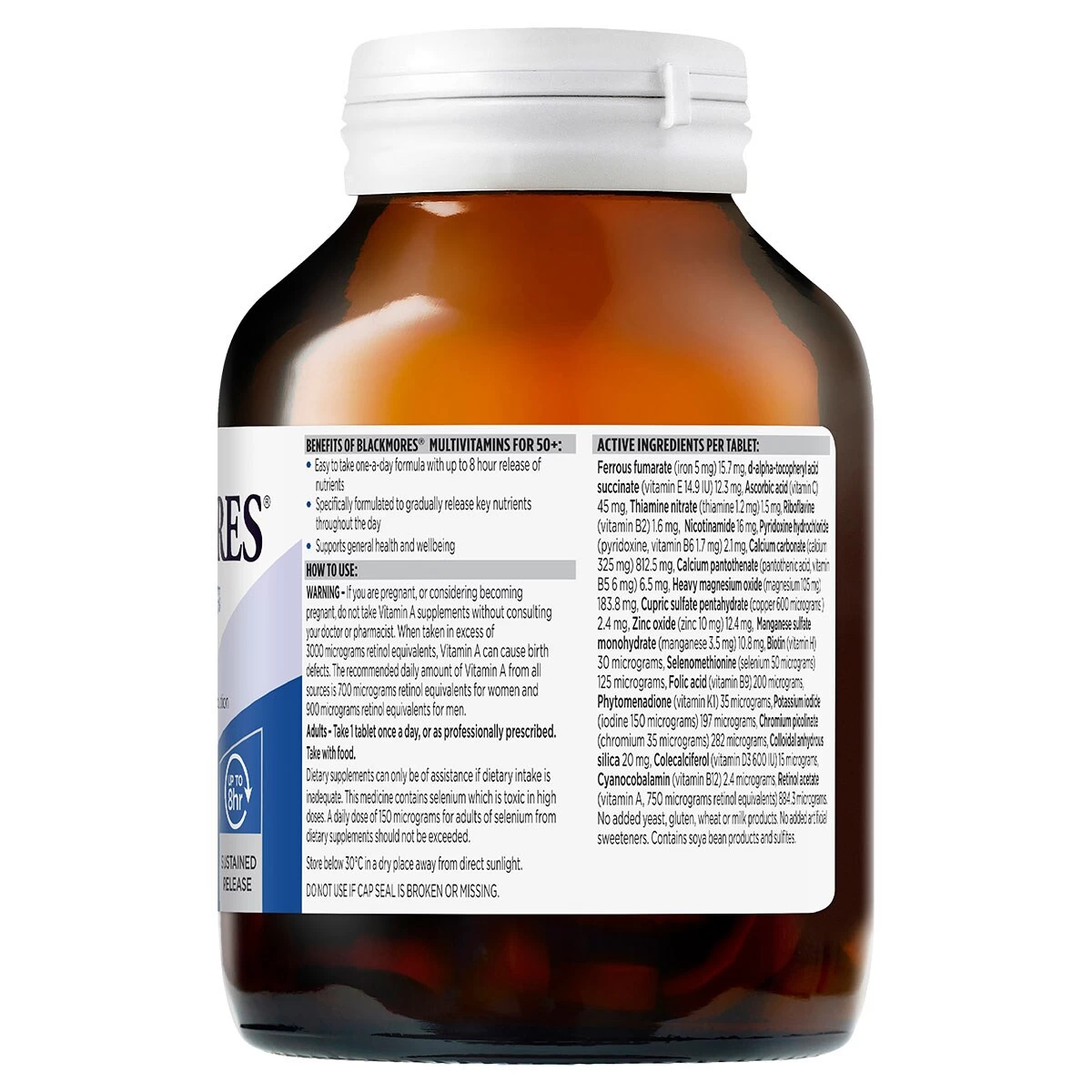 Blackmores Sustained Release Multivitamins For 50+ 90 Tablets 2 Blackmores Sustained Release Multivitamins For 50+ 90 Tablets - Image 2
