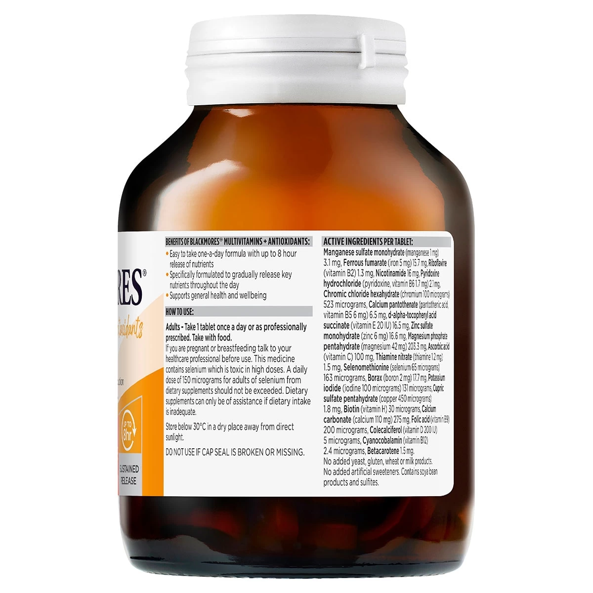 Blackmores Sustained Release Multi + Antioxidants 180 Tablets 2 Blackmores Sustained Release Multi + Antioxidants 180 Tablets - Image 2