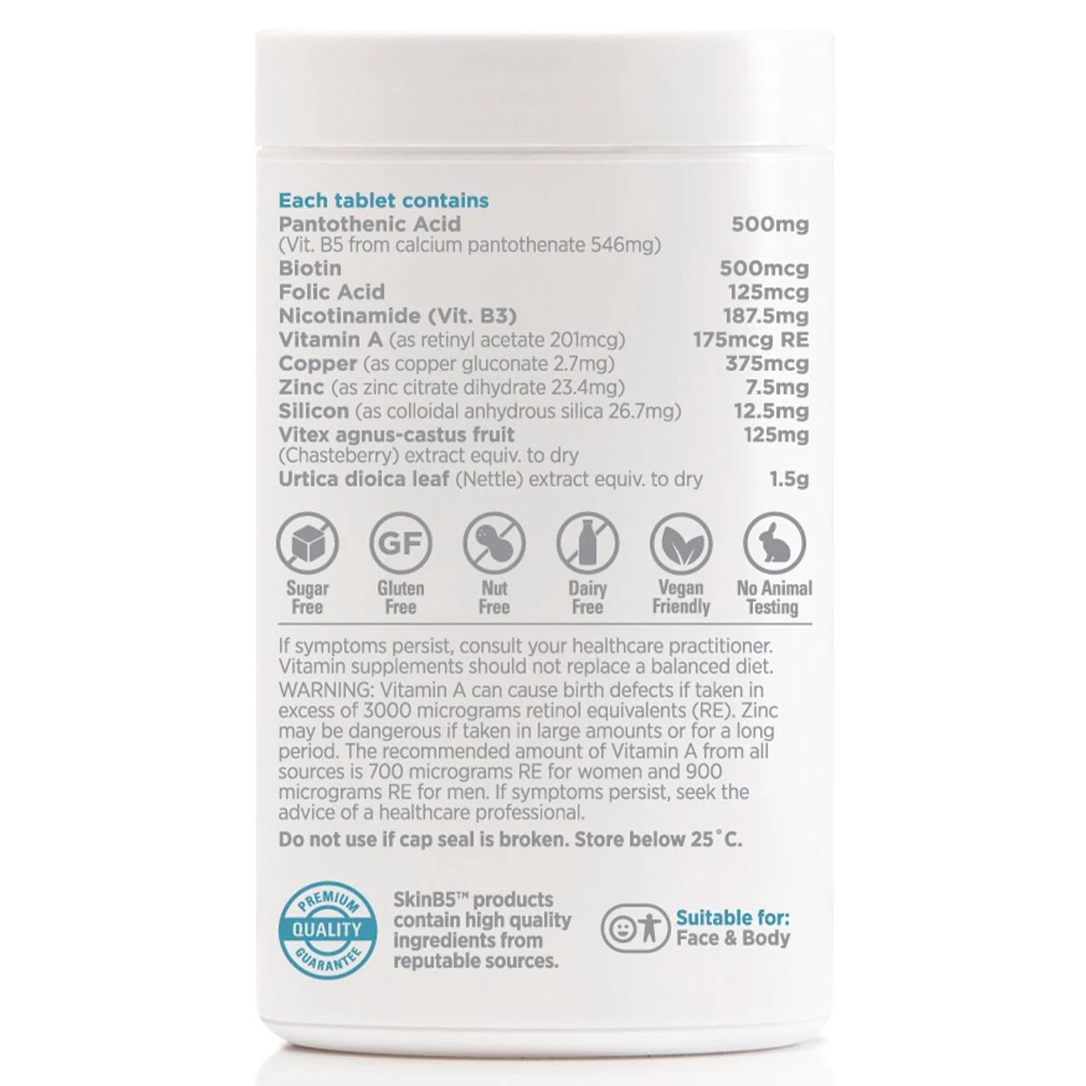 SkinB5 Extra Strength Acne Control Vitamins 120 Tablets 3 SkinB5 Extra Strength Acne Control Vitamins 120 Tablets - Image 3