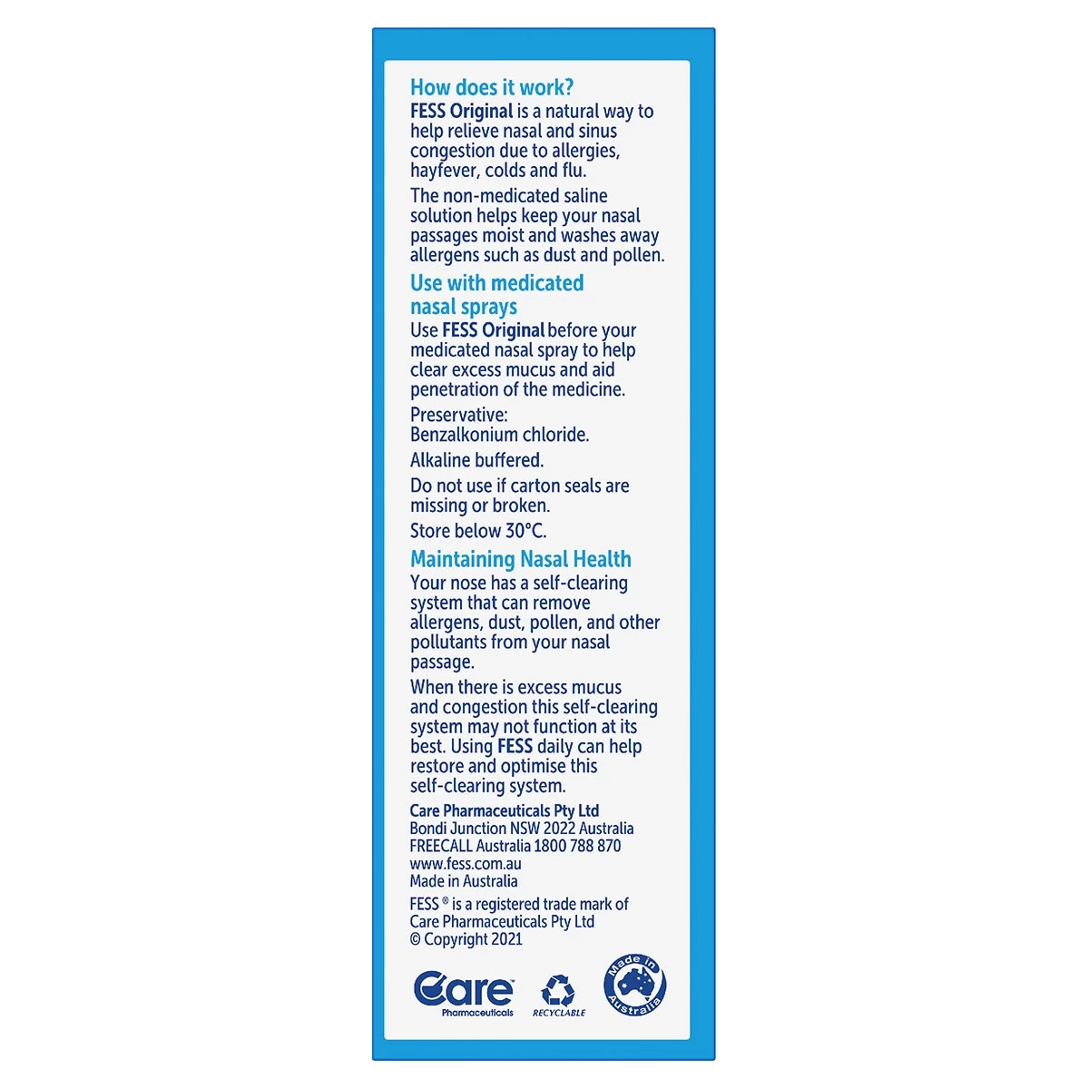 Fess Original Saline Nasal Spray 75ml 4 Fess Original Saline Nasal Spray 75ml - Image 4