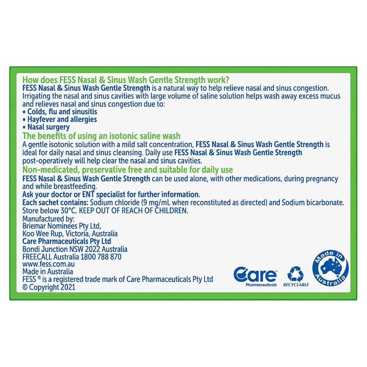 Fess Nasal & Sinus Wash Refills Gentle Strength 100 Sachets 2 Fess Nasal & Sinus Wash Refills Gentle Strength 100 Sachets - Image 2