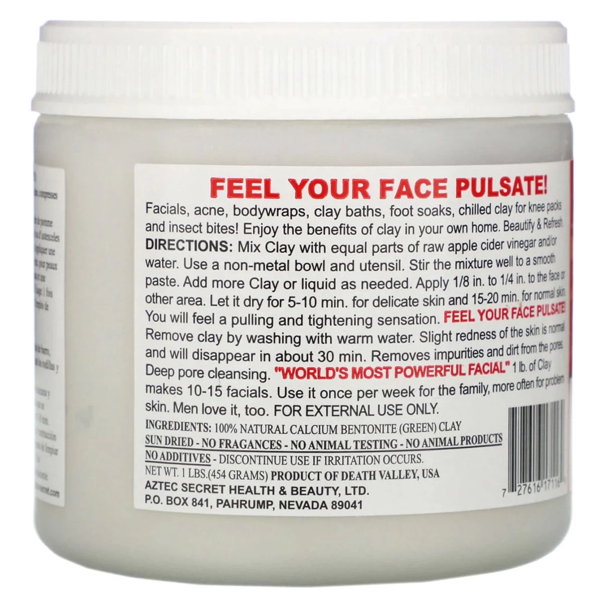 AZTEC SECRET Natural Calcium Bentonite Facial Clay 454g 2 AZTEC SECRET Natural Calcium Bentonite Facial Clay 454g - Image 2
