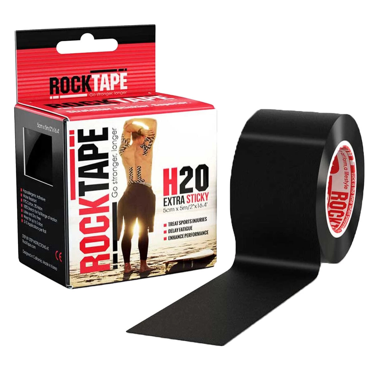 Rocktape H20 Black 5cm X 5m Tape 1 Rocktape H20 Black 5cm X 5m Tape
