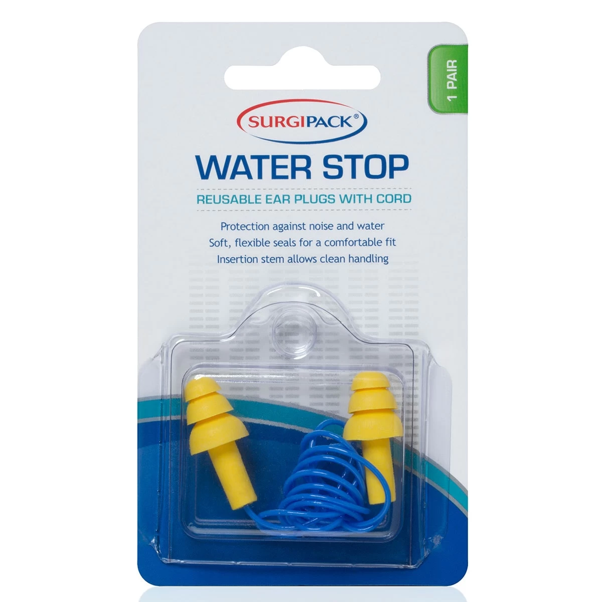 Surgipack Water Stop Reuseable Ear Plugs With Cord 1 Pair 1 Surgipack Water Stop Reuseable Ear Plugs With Cord 1 Pair
