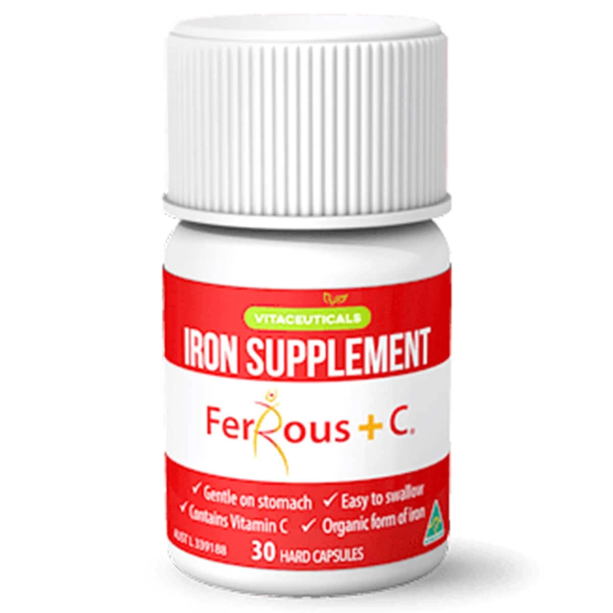 Vitaceuticals Ferrous + C Iron Supplement 30 Hard Capsules 1 Vitaceuticals Ferrous + C Iron Supplement 30 Hard Capsules