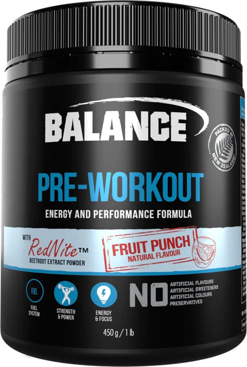 Balance Pre Workout Powder Fruit Punch 450g 1 Balance Pre Workout Powder Fruit Punch 450g