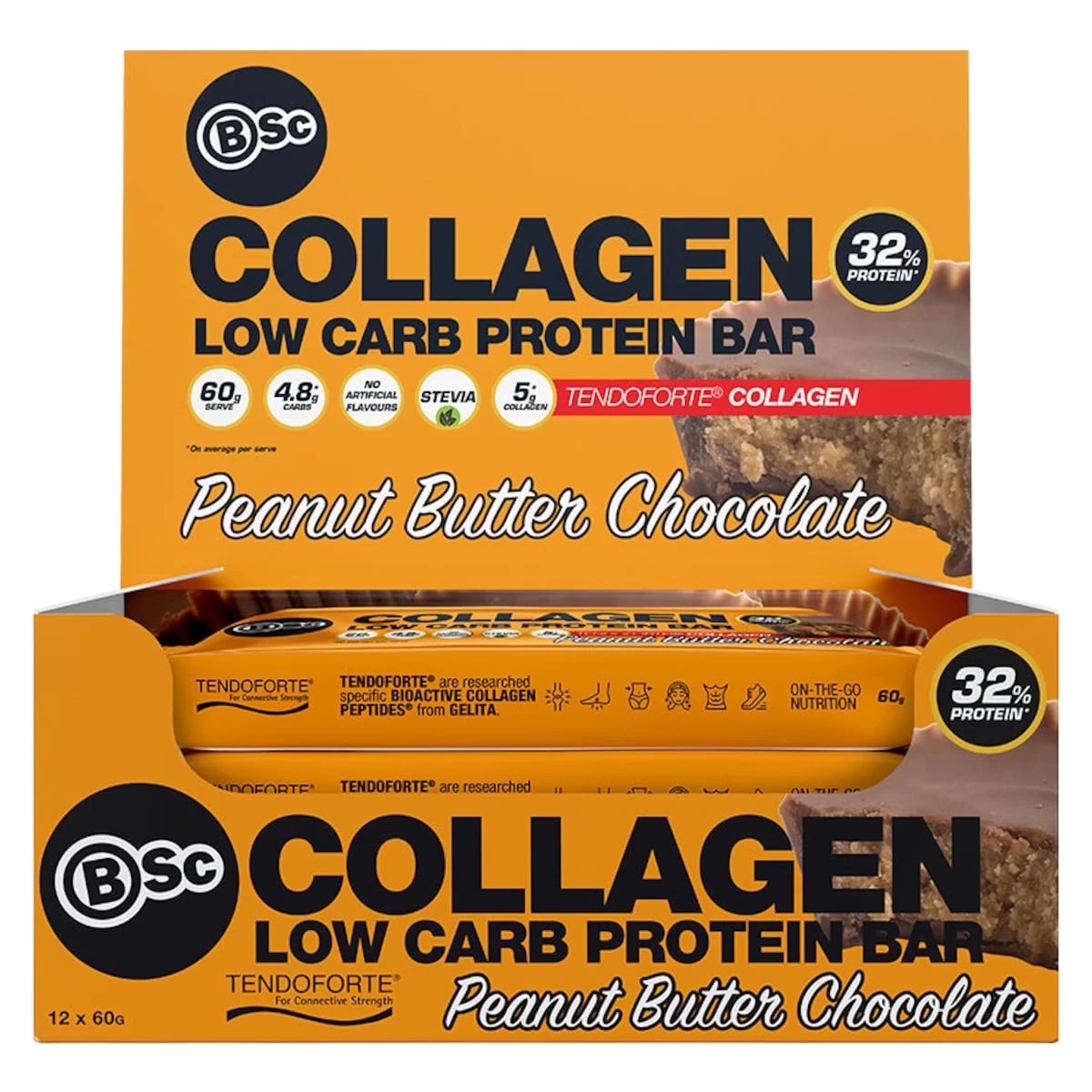 BSc Body Science Low Carb Collagen Protein Bar Peanut Butter Chocolate 12 X 60g 1 BSc Body Science Low Carb Collagen Protein Bar Peanut Butter Chocolate 12 X 60g
