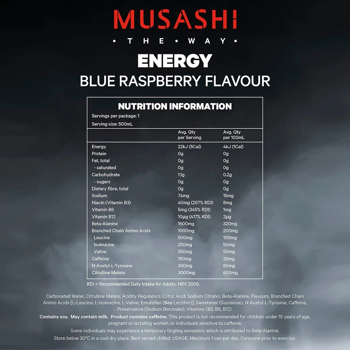 Musashi Energy Blue Raspberry 12 X 500ml 3 Musashi Energy Blue Raspberry 12 X 500ml - Image 3