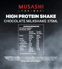 Musashi High Protein Shake Chocolate 6 X 375ml 5 Musashi High Protein Shake Chocolate 6 X 375ml -Health Care Store 59024