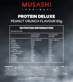 Musashi Deluxe Protein Bar Peanut Crunch 12 X 60g -Health Care Store 59051