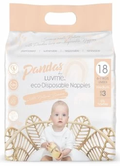 Pandas By Luvme ECO Disposable Nappies Medium (6-11kg) 18 Pack