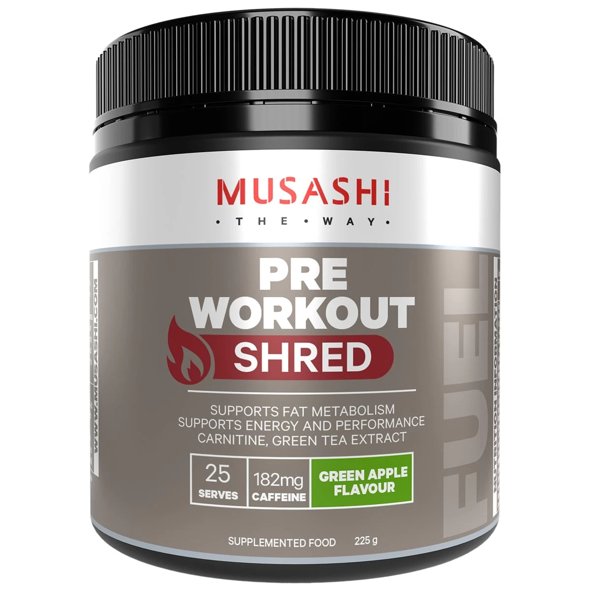 Musashi Pre Workout Shred Green Apple 225g 1 Musashi Pre Workout Shred Green Apple 225g