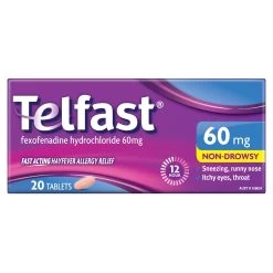 Telfast Allergy & Hayfever Relief 60mg 20 Tablets