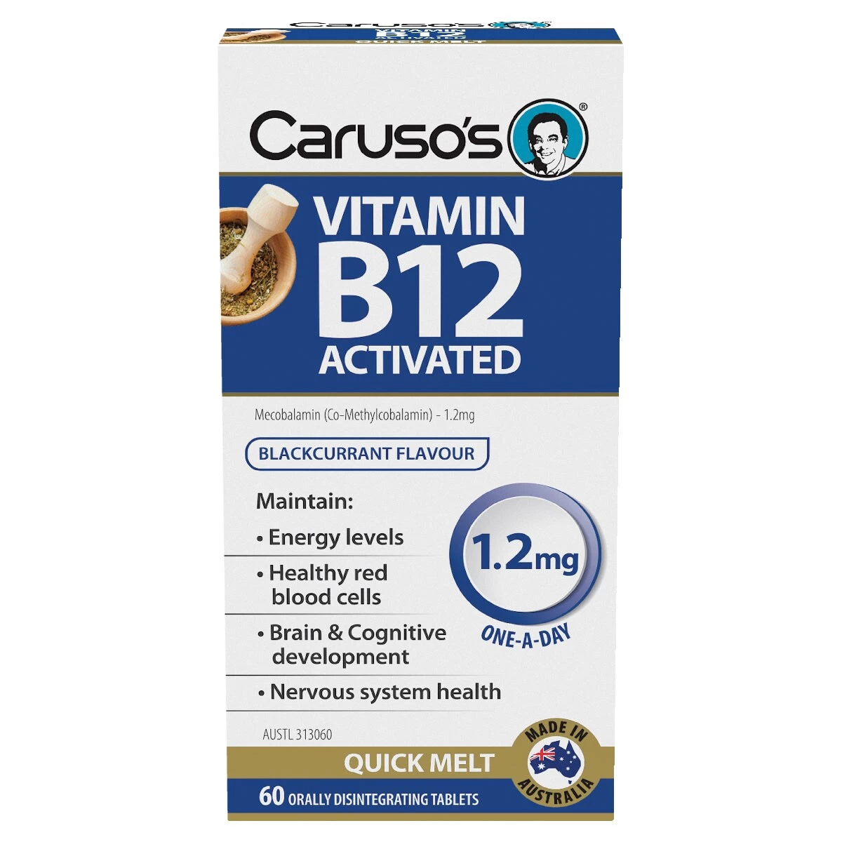 Carusos Vitamin B12 Activated Quick Melt 60 Tablets 1 Carusos Vitamin B12 Activated Quick Melt 60 Tablets
