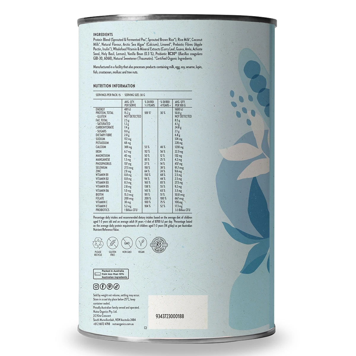 Nutra Organics Thriving Family Protein+ Smooth Vanilla 450g 2 Nutra Organics Thriving Family Protein+ Smooth Vanilla 450g - Image 2