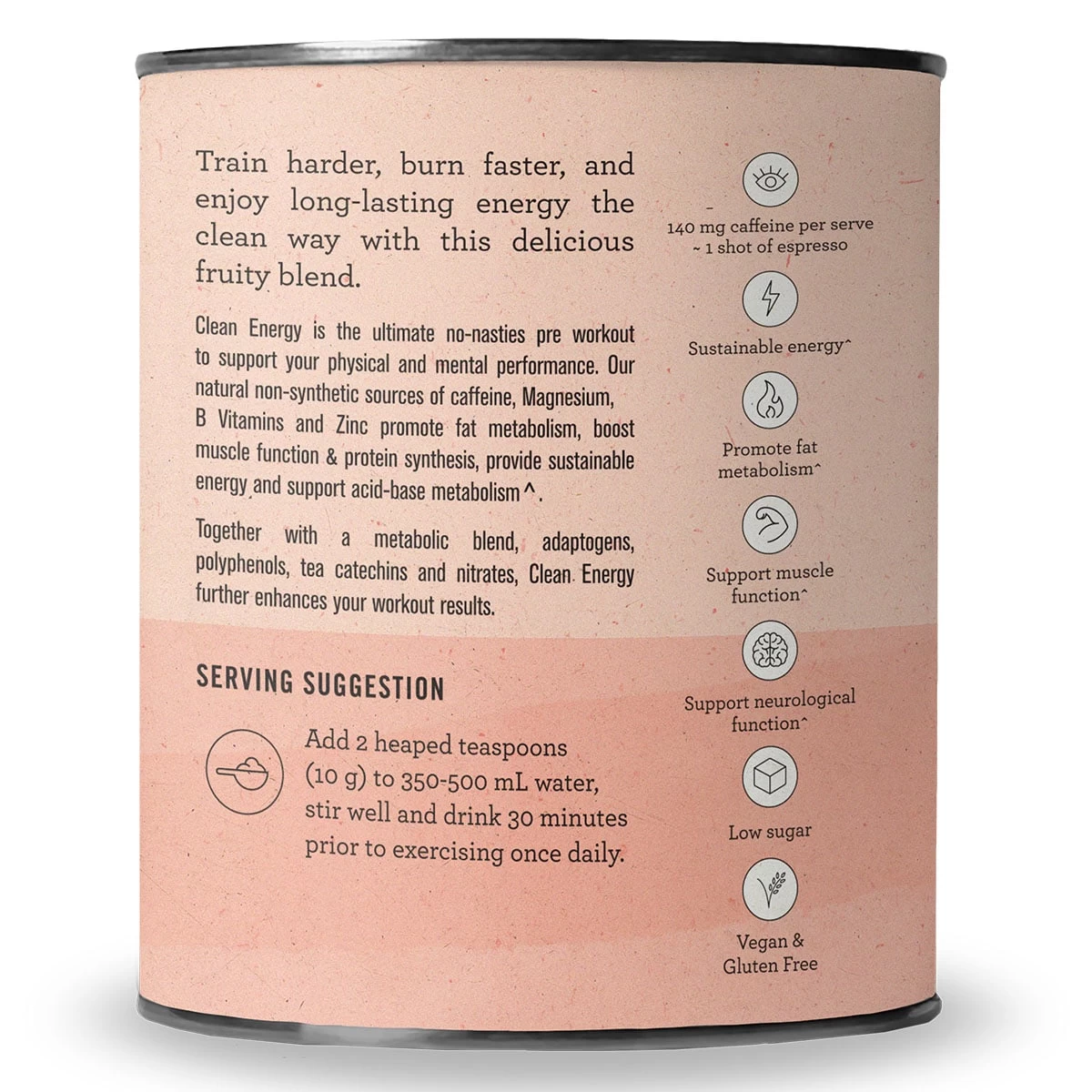 Nutra Organics Clean Energy Raspberry Lemonade 250g 2 Nutra Organics Clean Energy Raspberry Lemonade 250g - Image 2