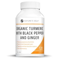 Nature's Help Organic Turmeric With Black Pepper And Ginger 120 Capsules