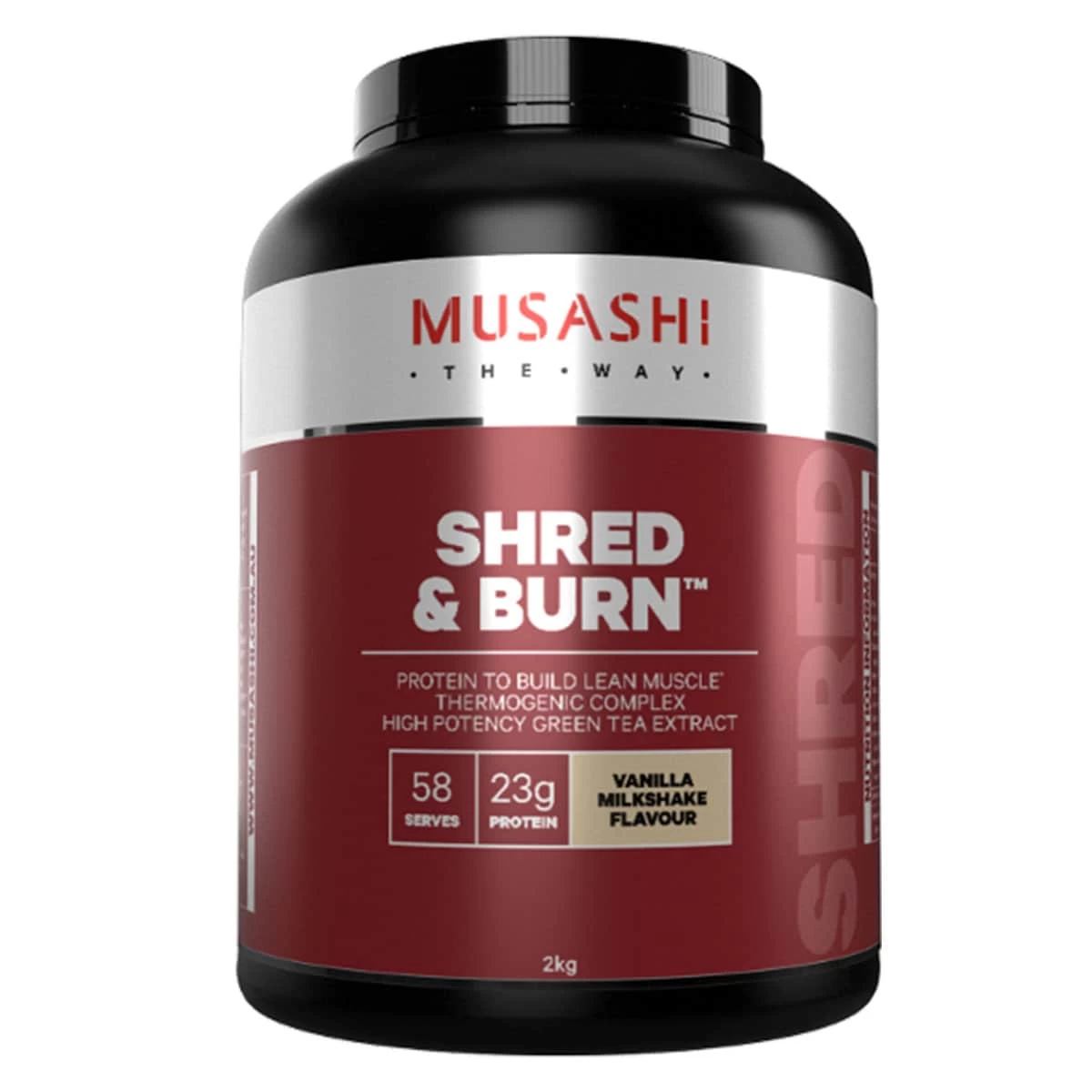 Musashi Shred & Burn Protein Vanilla Milkshake 2kg 1 Musashi Shred & Burn Protein Vanilla Milkshake 2kg
