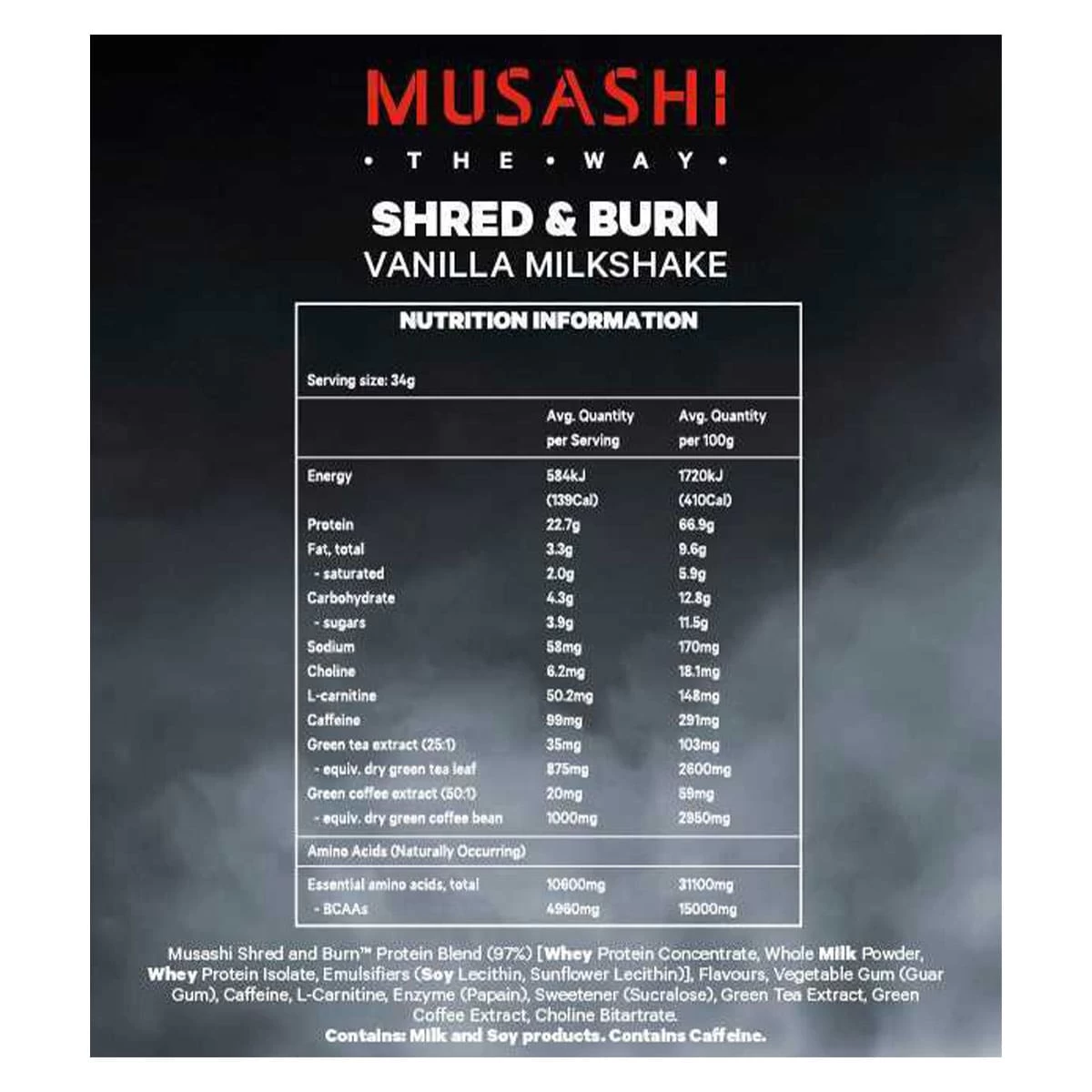 Musashi Shred & Burn Protein Vanilla Milkshake 2kg 2 Musashi Shred & Burn Protein Vanilla Milkshake 2kg - Image 2