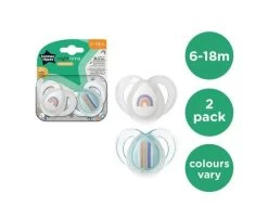 Tommee Tippee Closer To Nature Night Time Soothers 6-18 Months 2 Pack (Colours Selected At Random) -Health Care Store 67986