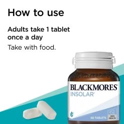 Blackmores Insolar 60 Tablets 15 Blackmores Insolar 60 Tablets -Health Care Store 68559
