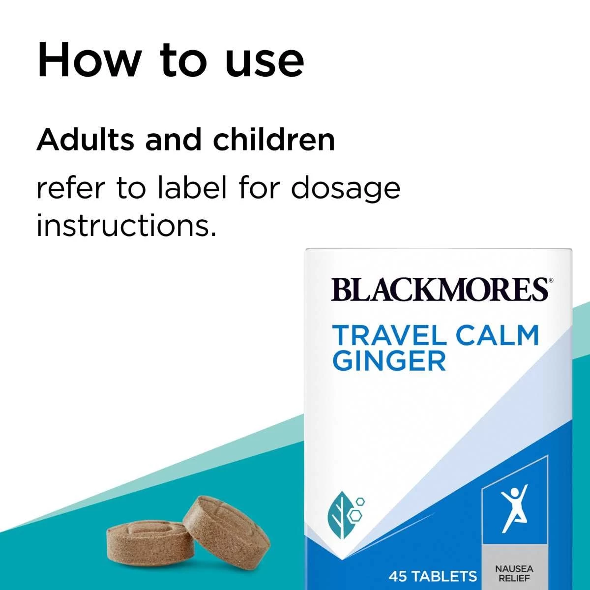 Blackmores Travel Calm Ginger 45 Tablets 7 Blackmores Travel Calm Ginger 45 Tablets - Image 7
