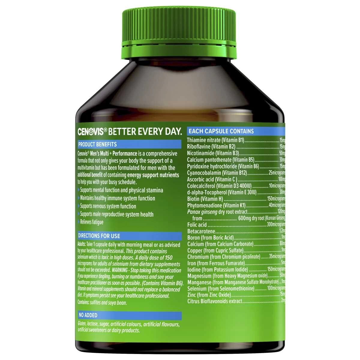 Cenovis Men's Multi + Performance 100 Capsules 3 Cenovis Men's Multi + Performance 100 Capsules - Image 3