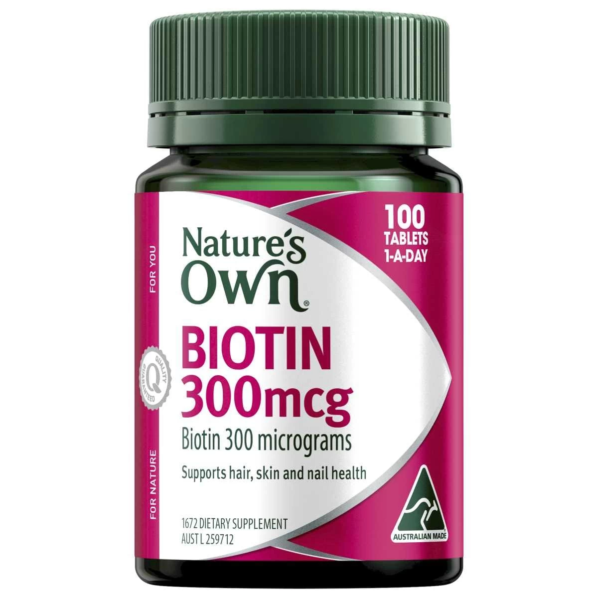 Nature's Own Biotin 300mcg 100 Tablets 1 Nature's Own Biotin 300mcg 100 Tablets